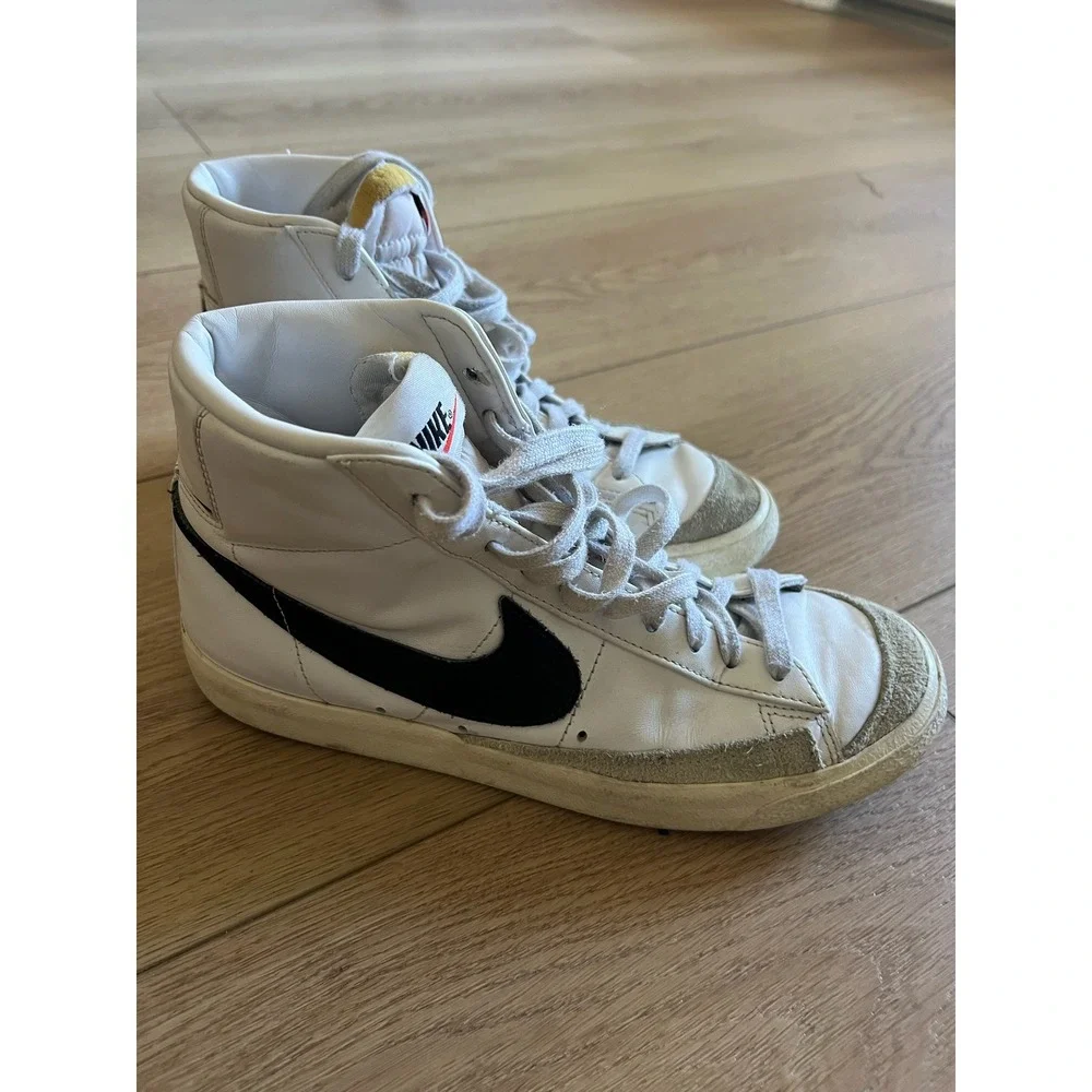 Nike Blazer Mid 77 Vintage White Black‎ Leather High Top Womens Shoes
